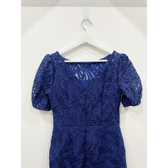 Kay Unger Portia Tea Length Dress in Midnight Blue - Picture 14 of 16